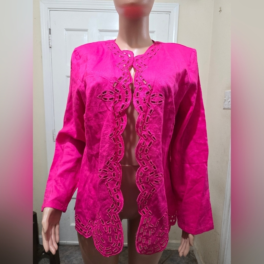 100% Linen Signature Fuchsia Women's Blazer